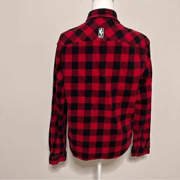 Frank & Oak Women’s Medium Toronto Raptors Red Black Checkered Plaid Flannel NBA - Picture 4 of 12
